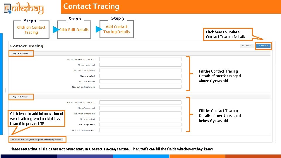 Contact Tracing Step 2 Step 3 Click Edit Details Add Contact Tracing Details Step