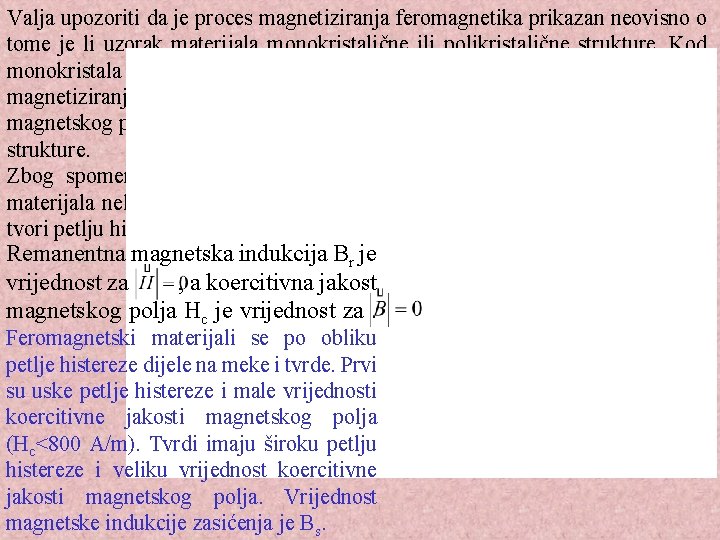 Valja upozoriti da je proces magnetiziranja feromagnetika prikazan neovisno o tome je li uzorak