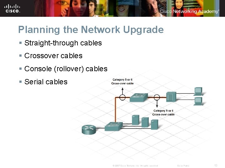 Planning the Network Upgrade § Straight-through cables § Crossover cables § Console (rollover) cables