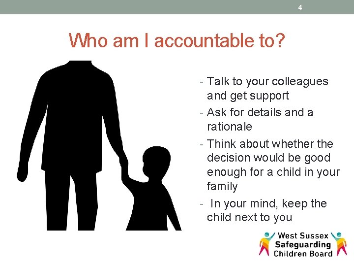 4 Who am I accountable to? - Talk to your colleagues and get support