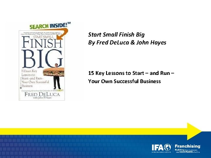 Start Small Finish Big By Fred De. Luca & John Hayes 15 Key Lessons