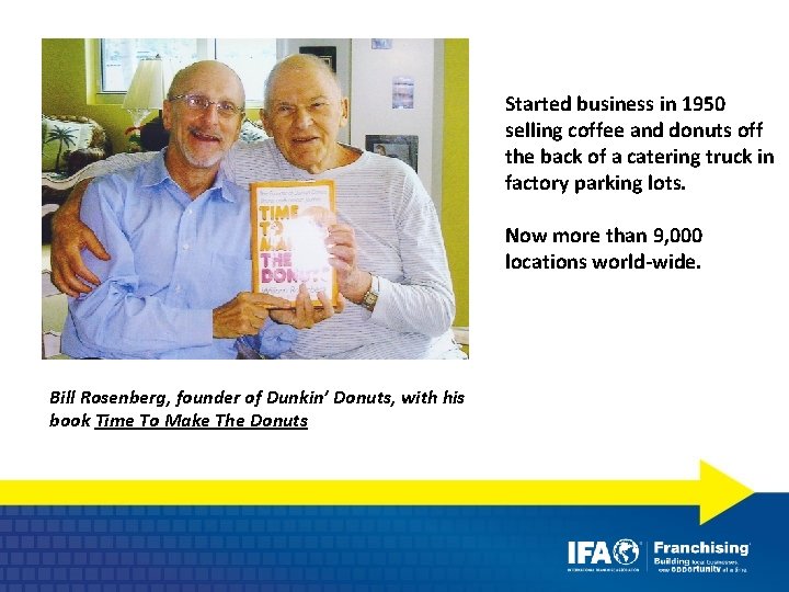 Started business in 1950 selling coffee and donuts off the back of a catering