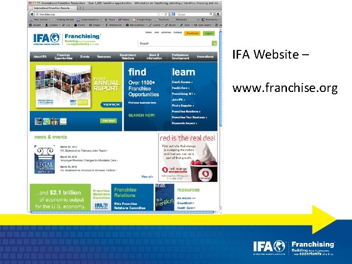 IFA Website – www. franchise. org 