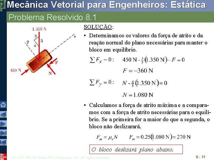 Nona Edição Mecânica Vetorial para Engenheiros: Estática Problema Resolvido 8. 1 SOLUÇÃO: • Determinamos