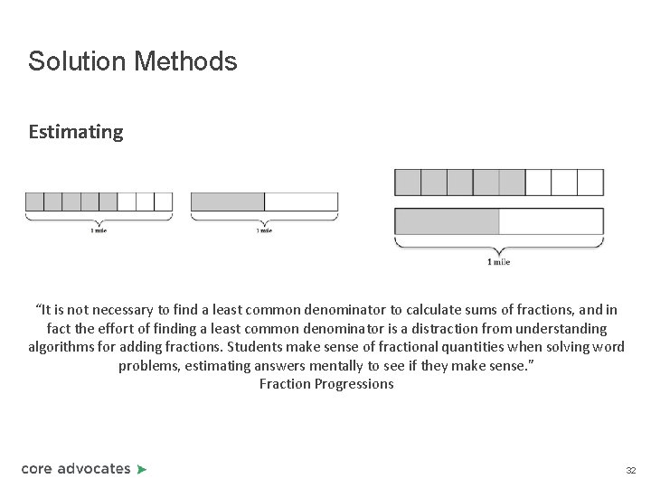 Solution Methods Estimating “It is not necessary to find a least common denominator to