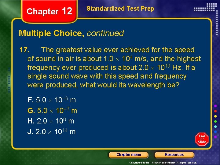 Chapter 12 Standardized Test Prep Multiple Choice, continued 17. The greatest value ever achieved