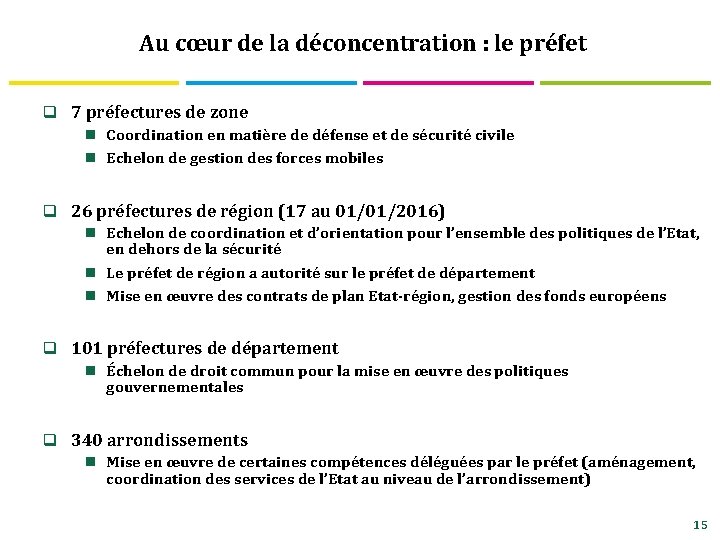 Au cœur de la déconcentration : le préfet q 7 préfectures de zone n