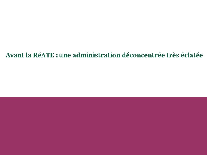 Avant la RéATE : une administration déconcentrée très éclatée 