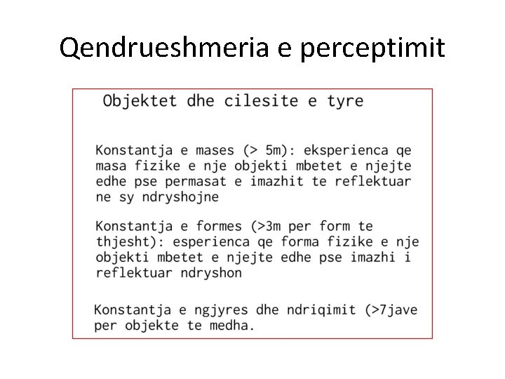 Qendrueshmeria e perceptimit 