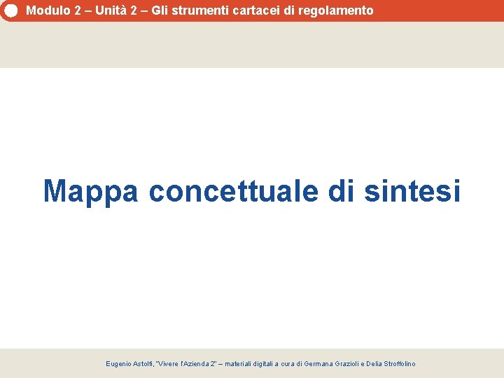 Modulo 2 – Unità 2 – Gli strumenti cartacei di regolamento Mappa concettuale di Modulo 2 – Unità 2 – Gli strumenti cartacei di regolamento Mappa concettuale di