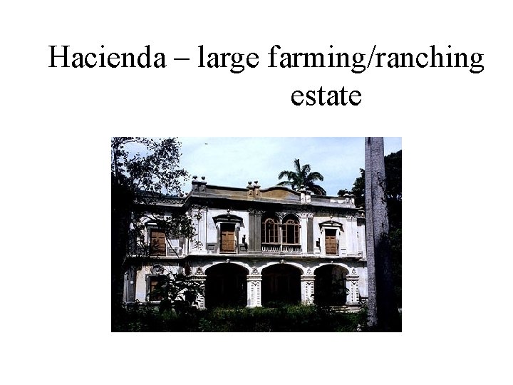 Hacienda – large farming/ranching estate 