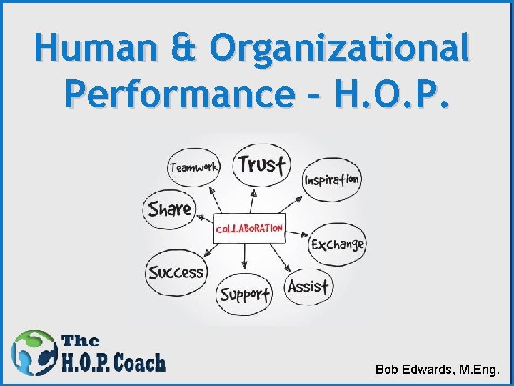 Human & Organizational Performance – H. O. P. Bob Edwards, M. Eng. 
