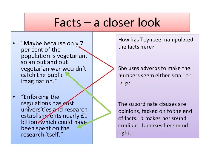 Facts – a closer look • “Maybe because only 7 per cent of the