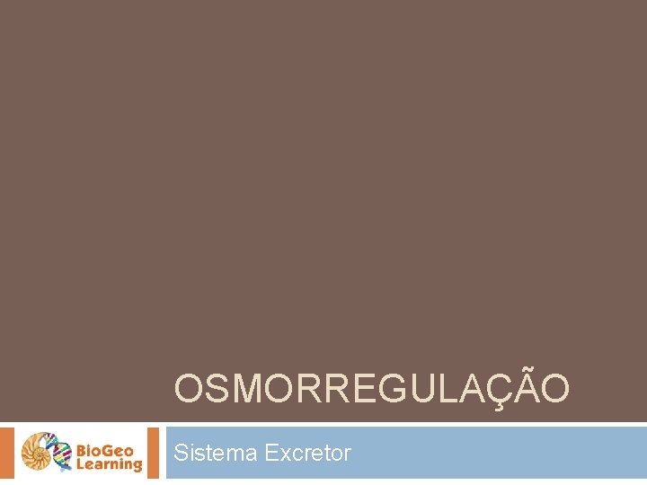 OSMORREGULAÇÃO Sistema Excretor 