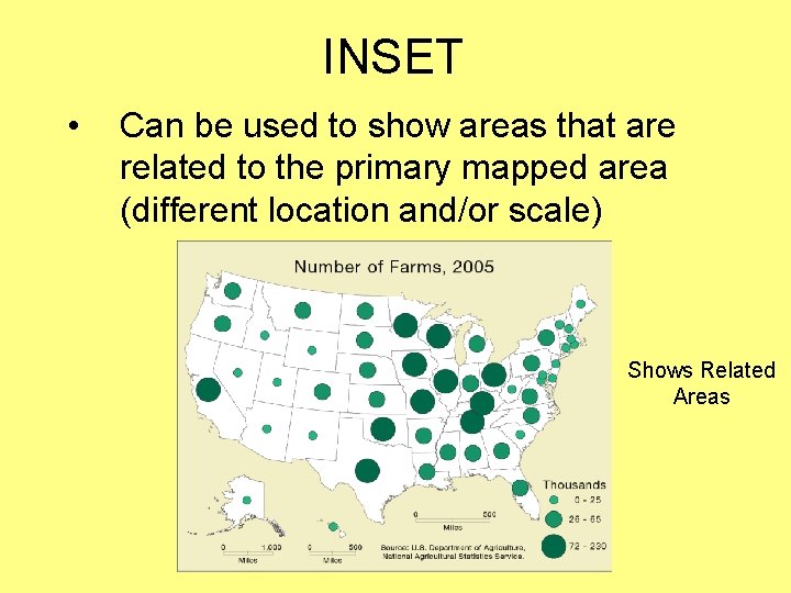 INSET • Can be used to show areas that are related to the primary INSET • Can be used to show areas that are related to the primary
