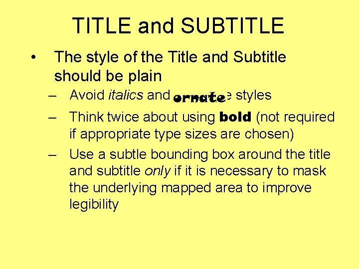 TITLE and SUBTITLE • The style of the Title and Subtitle should be plain TITLE and SUBTITLE • The style of the Title and Subtitle should be plain