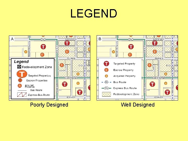 LEGEND Poorly Designed Well Designed LEGEND Poorly Designed Well Designed