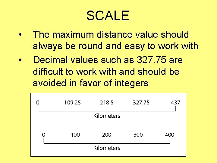 SCALE • • The maximum distance value should always be round and easy to SCALE • • The maximum distance value should always be round and easy to