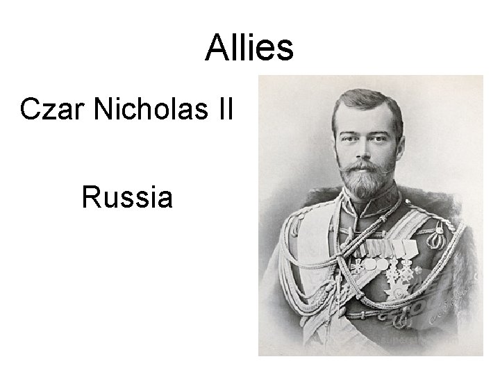Allies Czar Nicholas II Russia 