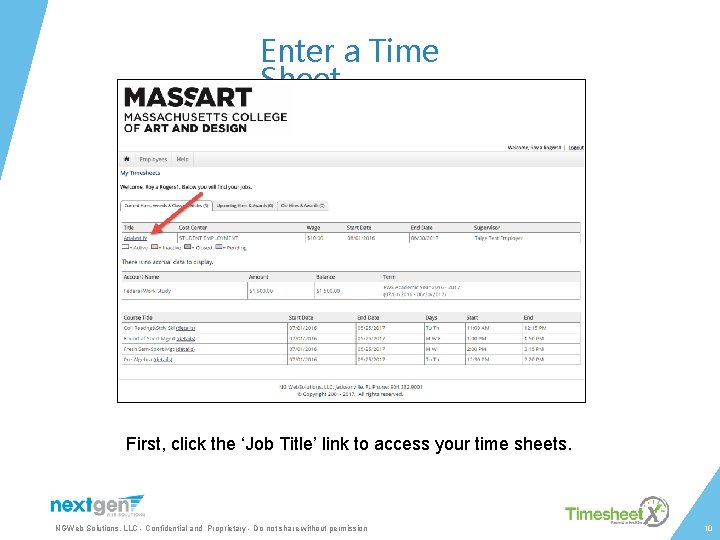 Enter a Time Sheet First, click the ‘Job Title’ link to access your time
