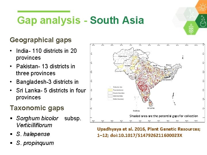 Gap analysis - South Asia Geographical gaps • India- 110 districts in 20 provinces