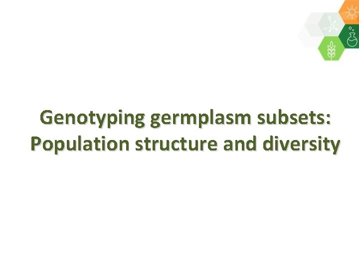 Genotyping germplasm subsets: Population structure and diversity 