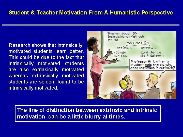 Student & Teacher Motivation From A Humanistic Perspective Research shows that intrinsically motivated students Student & Teacher Motivation From A Humanistic Perspective Research shows that intrinsically motivated students