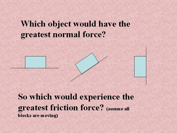 Which object would have the greatest normal force? So which would experience the greatest