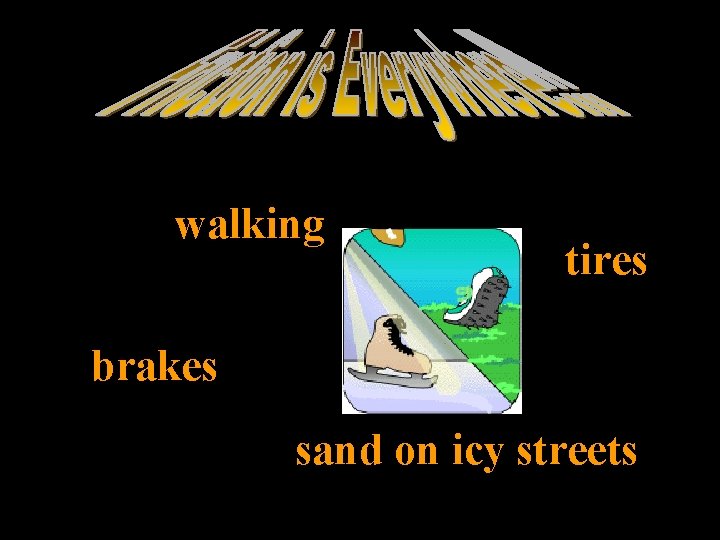 walking tires brakes sand on icy streets 