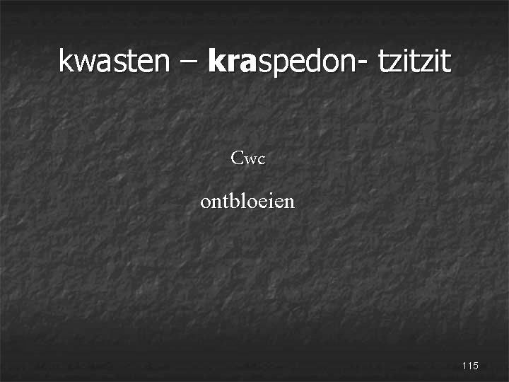 kwasten – kraspedon- tzitzit Cwc ontbloeien 115 