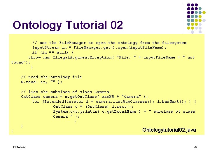 Ontology Tutorial 02 // use the File. Manager to open the ontology from the