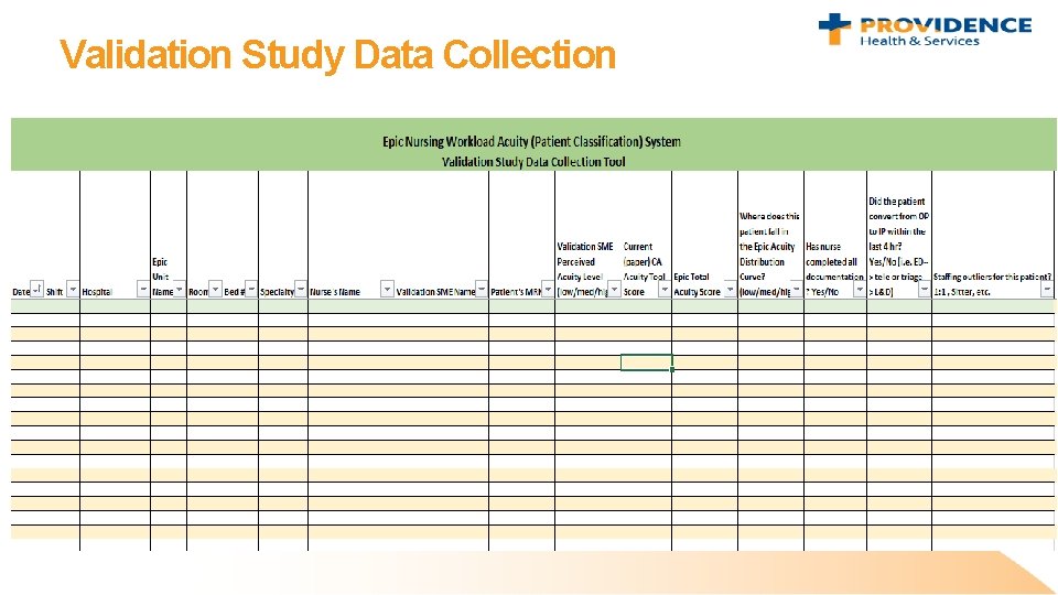 Validation Study Data Collection 