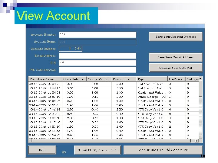 View Account 10 