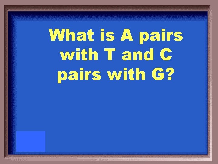 What is A pairs with T and C pairs with G? 