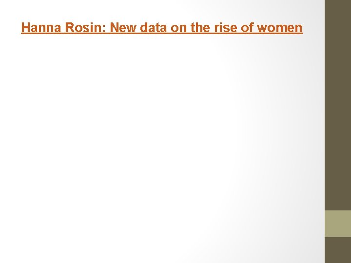 Hanna Rosin: New data on the rise of women Hanna Rosin: New data on the rise of women