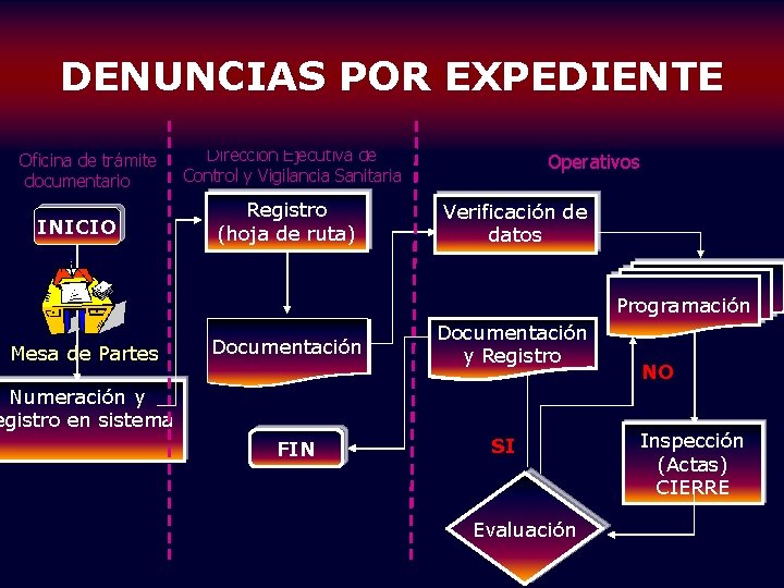 DENUNCIAS POR EXPEDIENTE Oficina de trámite documentario INICIO Dirección Ejecutiva de Control y Vigilancia