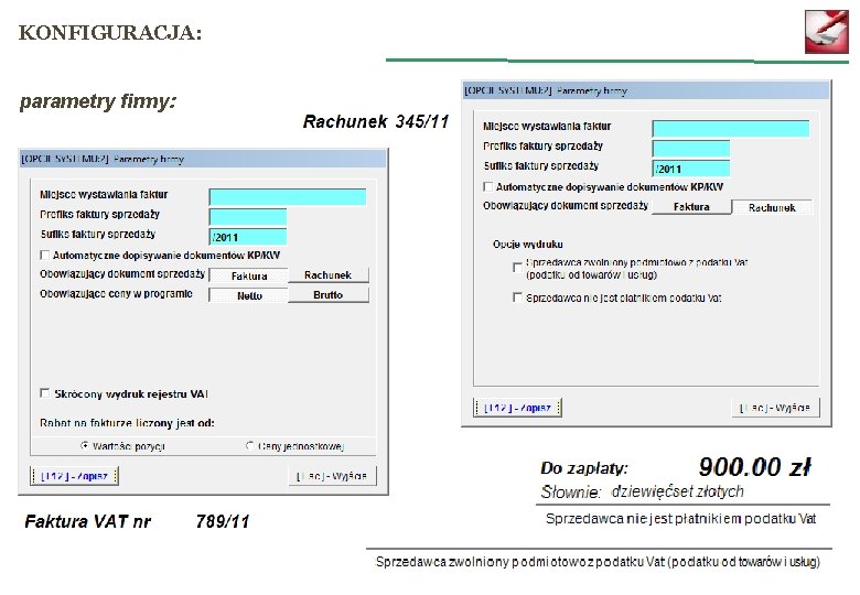 KONFIGURACJA: parametry firmy: 