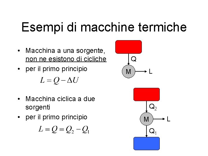 Esempi di macchine termiche • Macchina a una sorgente, non ne esistono di cicliche