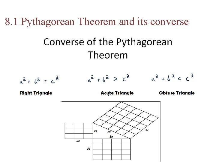 8. 1 Pythagorean Theorem and its converse 