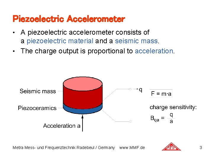 Piezoelectric Accelerometer A piezoelectric accelerometer consists of a piezoelectric material and a seismic mass.