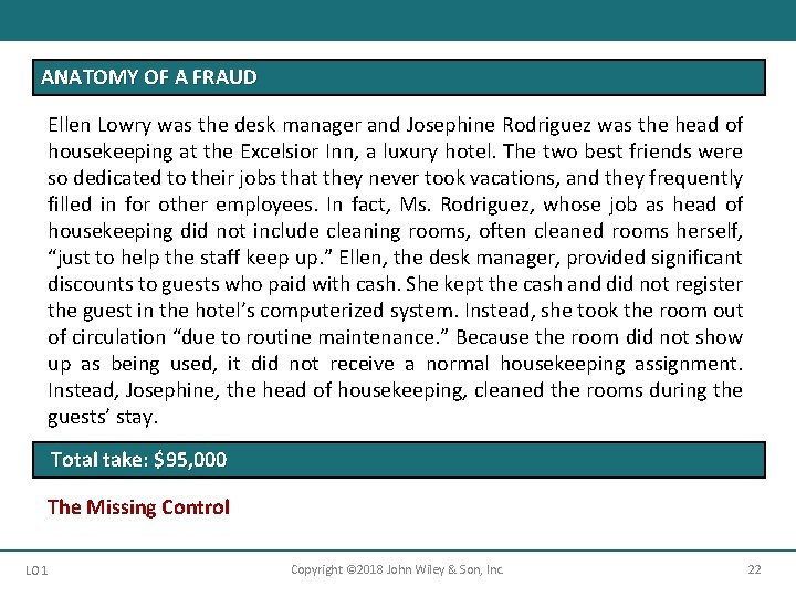 ANATOMY OF A FRAUD Ellen Lowry was the desk manager and Josephine Rodriguez was