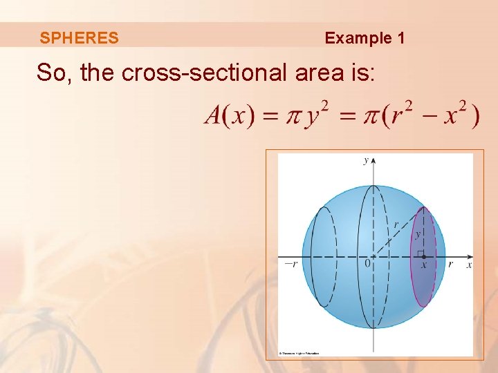 SPHERES Example 1 So, the cross-sectional area is: 