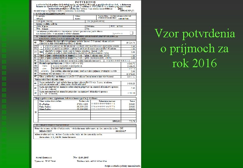Vzor potvrdenia o príjmoch za rok 2016 