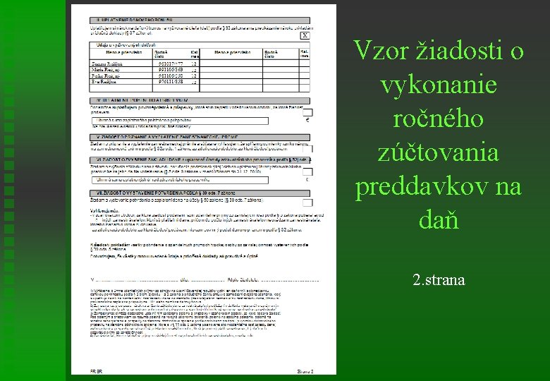Vzor žiadosti o vykonanie ročného zúčtovania preddavkov na daň 2. strana 