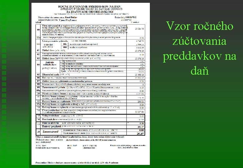 Vzor ročného zúčtovania preddavkov na daň 