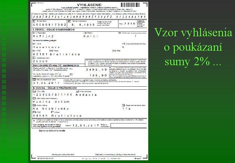 Vzor vyhlásenia o poukázaní sumy 2%. . . 