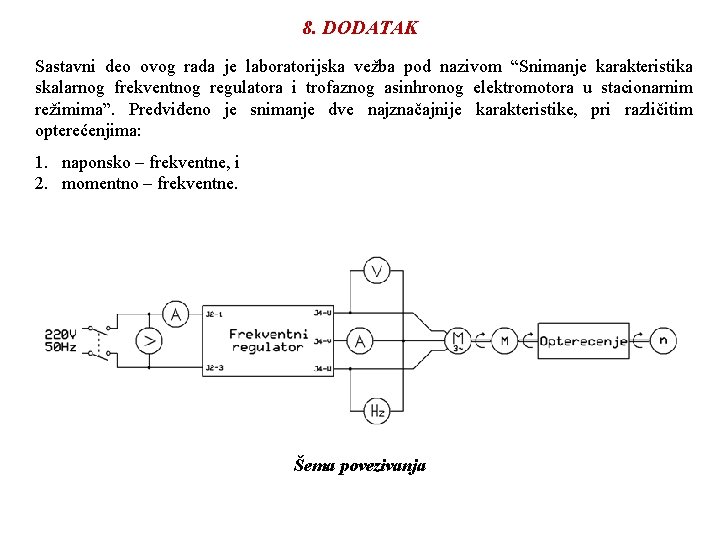 8. DODATAK Sastavni deo ovog rada je laboratorijska vežba pod nazivom “Snimanje karakteristika skalarnog