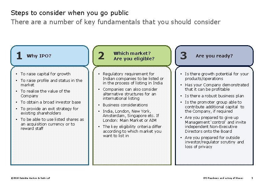 Steps to consider when you go public There a number of key fundamentals that