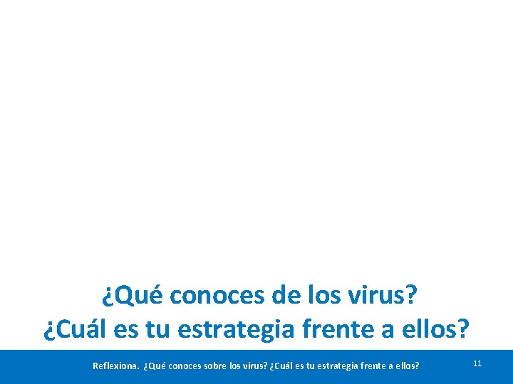 ¿Qué conoces de los virus? ¿Cuál es tu estrategia frente a ellos? Reflexiona. ¿Qué