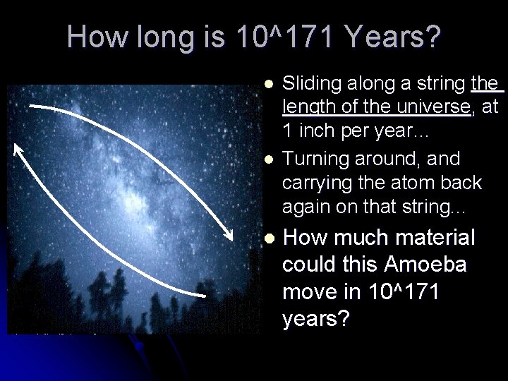 How long is 10^171 Years? l l l Sliding along a string the length